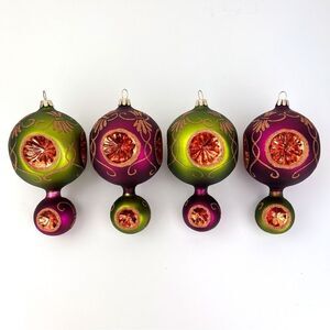 Christmas Matt  Brite Lot Of 4 Double Reflector Ornaments